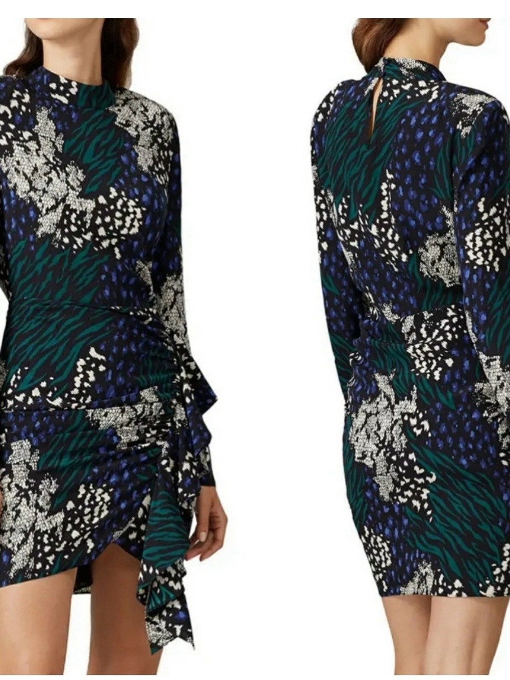 Veronica Beard Louella Dress, 91% silk, blue, green, chic